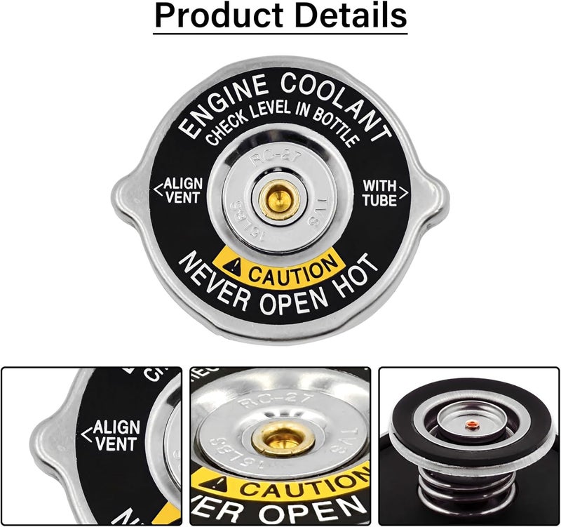 TESHITVLOG Radiator Cap Replacement Fit For 1985-2002 GM Chevy Buick GMC Pontiac Vehicles, Replace 10409635 RC27 Engine Radiator Tank Cap - Image 5